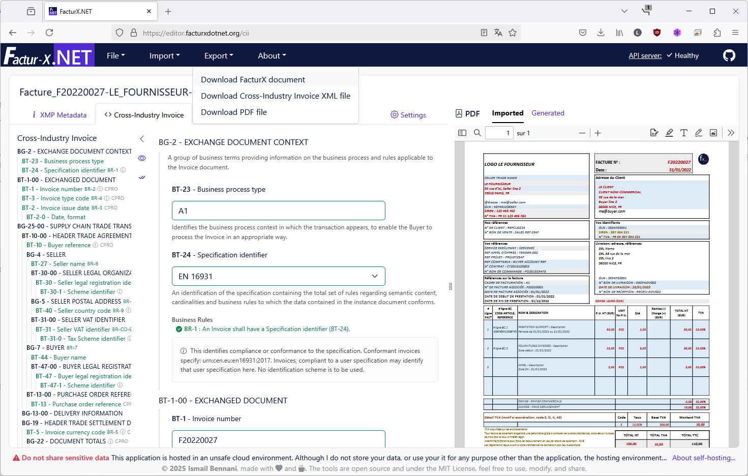 Export Factur-X document